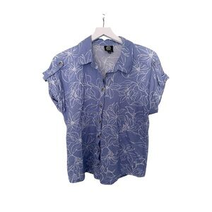 Bobeau Blue Floral Blouse